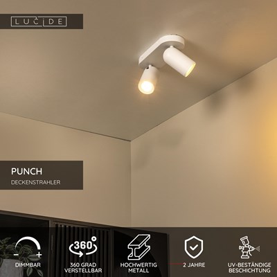 Lucide PUNCH - Deckenstrahler - 2xGU10 - Weiß